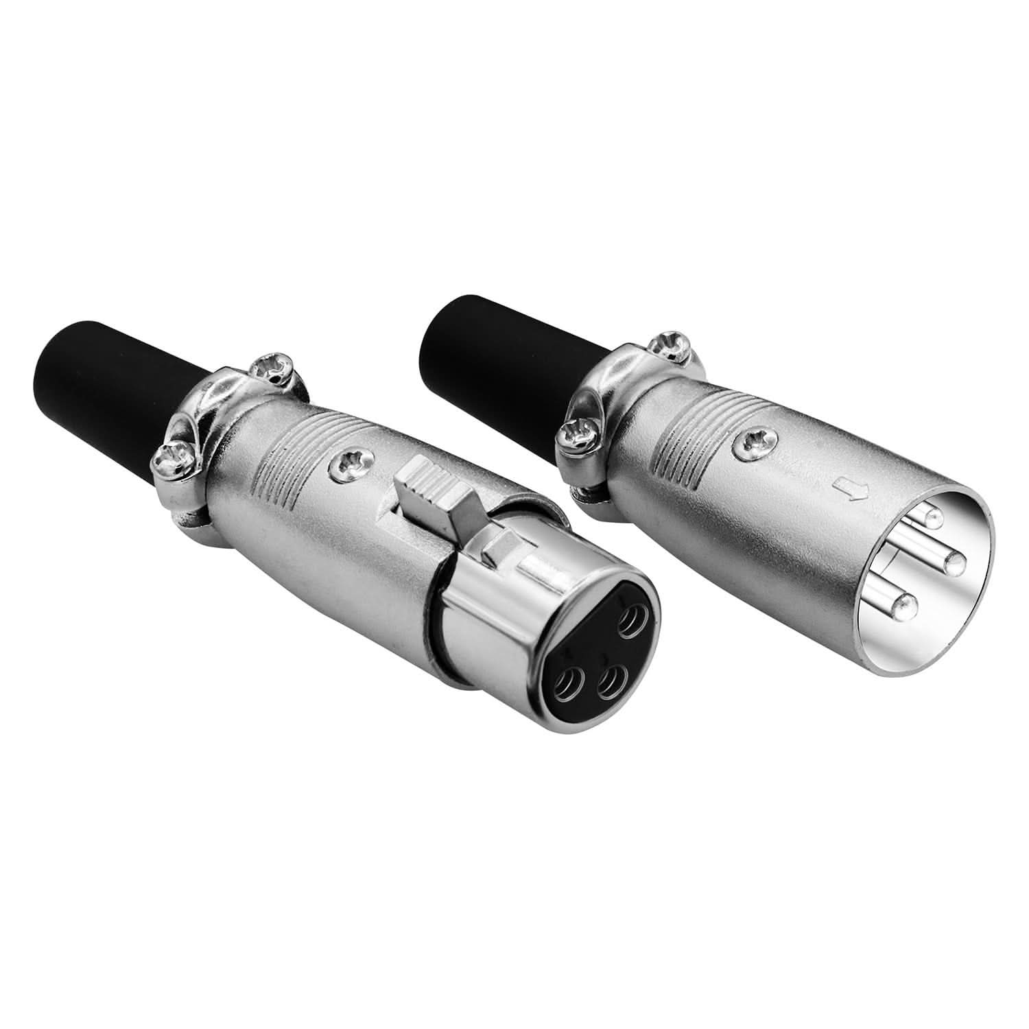 5Core XLR Connector Male Female to 1/4 Audio Jack 3 Pin Secure Mic Plug w Locking Ends 5 PAIR